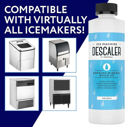 IMPRESA Ice Machine Cleaner Descaler - 8 Fl Oz - Pack of 2-8 Total Uses - Nickel-Safe Ice Machine Cleaning Solution - Compatible with Scotsman, Manitowoc & Opal models