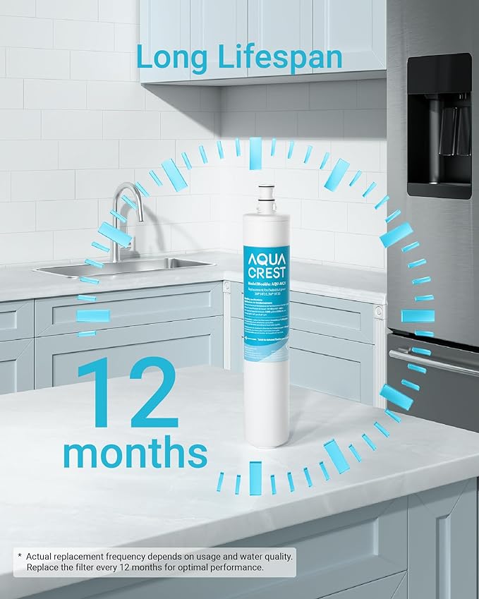 AQUA CREST HF30-MS Water Filter, Replacement for 3M® HF30, HF35, HF30-S, HF30-MS, HF35-MS, Reduces 99% of Chlorine, Bad Taste & Odor, 12 Months