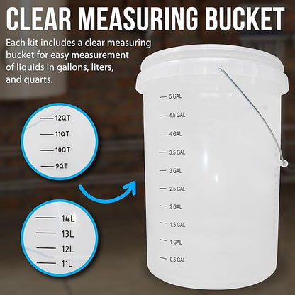 DrainX Tankless Water Heater Flush Kit Includes 4 Quarts of Eco Friendly and Powerful Liquid Descaling Solution for 4 Uses, 5 Gallon Bucket and 1/6HP Extra Strength Pump