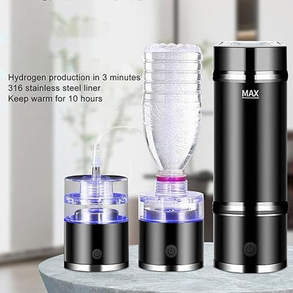 Hydrogen Water Bottle, PEM SPE Technology Electrolytic Water Glass Machine, Insulated Stainless Steel, Ionized Water Generator, Portable Cup for Home, Office, Daily, Drinking