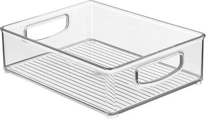 iDesign Stackable Pantry Bin for Kitchen Cabinets, Fridge, or Freezer Storage, Clear, Made in USA