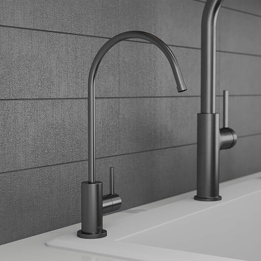 Karran Kestrel Single-Handle Filtered Water Faucet in Gunmetal Grey 100% Lead-Free Brass, RO/Filtration System Ready, 360° High-Arc Spout, Spot-Free Finish Beverage Faucet (Spot Free Gunmetal Grey)