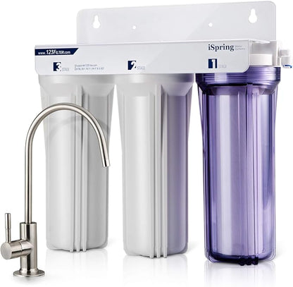 iSpring US31 Classic 3-Stage Under Sink Water Filtration System & F7-GAC for Standard 5-Stage Reverse Osmosis RO Systems 1-Year Replacement Supply Filter Cartridge Pack Set, 7 Count, White