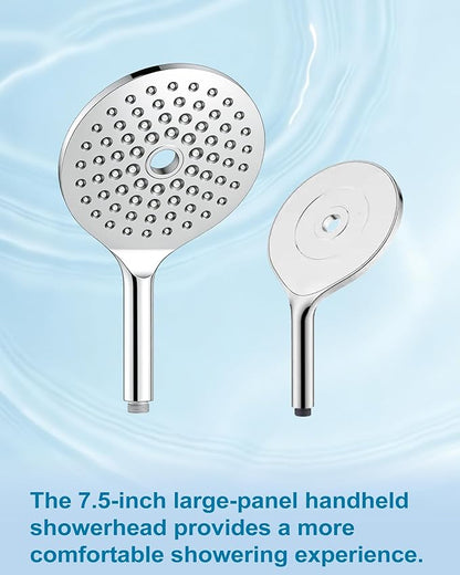 7.5" Rainfall Filtered Shower Head with Handheld Showerhead with Filter High Pressure 2-in-1 Dual Spa System Water Softener Filters for Hard Water 59" Stainless Steel Hose Chrome Polish
