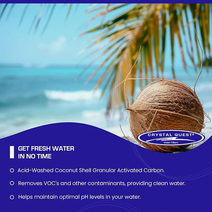 Crystal Quest 5-Micron Carbon Block Filter Cartridge - 4-5/8” x 9-3/4” - Coconut-Based Activated Carbon - Reduces Sediment and VOC’s - Sustainable Filtration
