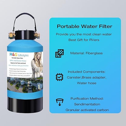 H&G Lifestyles Portable Water Softener Water Filter for RV Water Filter Water Filtration System for RVers