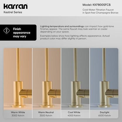 Karran Kestrel Single-Handle Filtered Water Faucet in Bronze 100% Lead-Free Brass, RO/Filtration System Ready, 360° High-Arc Spout, Spot-Free Finish Beverage Faucet (Spot Free Champagne Bronze)