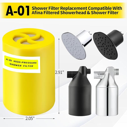 A-01 Shower Filter Replacement Compatible With Afina Filtered Showerhead & Shower Filter,For Hard Water Remove Chlorine And Other Impurities,3 Pack