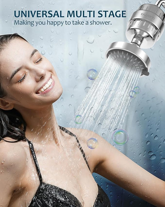 15 Stage Shower Filter Cartridge,High output Universal replacement filter cartridge, Remove Chlorine Heavy Metals and Other Sediments, VitaminC Water Softener Reduces Dry Itchy Skin Dandruff BWDM(4X)