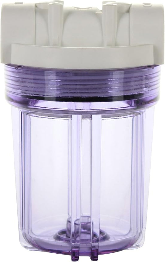 Hydronix HX-HF3-5CLWH12 5 inch Clear Housing with White Rib Cap for RO & Filtration Systems, 1/2 inch Ports, Clear/White