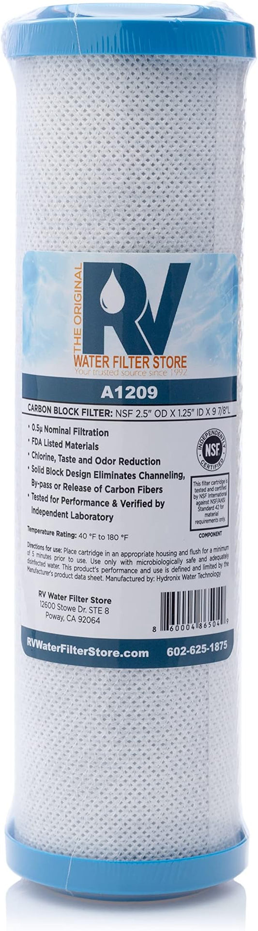 0.5 Micron Carbon Block Filter | This coconut shell carbon block filter reduces chlorine, taste, and odor twice as effectively as standard carbon filters.