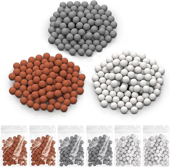 YDmeet Replacement Mineral Balls for Filtered Shower Head Refills, Water Softener Beads Filtration Stone Ball to Remove Chlorine, Fluoride and Impurities (102.0 Grams, Orange, Gray, White)