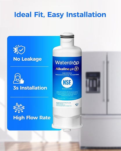 Waterdrop Alkaline DA97-17376B Refrigerator Water Filter, Replacement for Samsung® HAF-QIN/EXP, DA97-08006C, RF28R7201SR, RF28R7351SG, WD-F45-AL, Enhances pH, 4 Pack