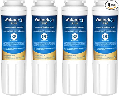 Waterdrop Plus UKF8001 NSF 401,53 Certified Refrigerator Water Filter, 𝐑𝐞𝐝𝐮𝐜𝐞 𝐏𝐅𝐀𝐒, Replacement for Whirlpool® Everydrop® Filter 4, EDR4RXD1, Maytag® UKF8001AXX, 4 Filters