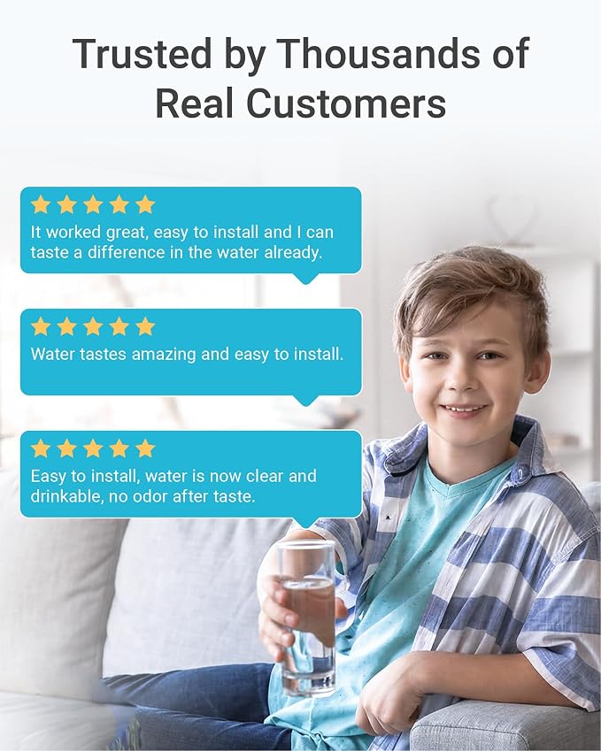 AQUA CREST INL-PLUS 5 Years Inline Water Filter for Ice Maker | High Capacity, 1/4-Inch Direct Connect Fittings, Easy Installation, Reduces Chlorine, Sediment, Bad Taste & Odor