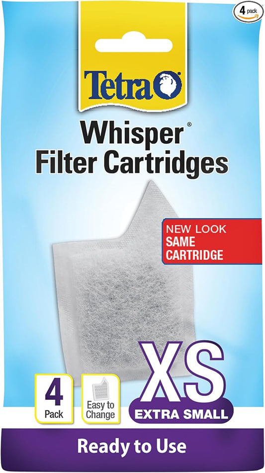 Tetra Whisper XS Filter Cartridges for Aquariums, 4 Count, Ready to Use, Fits Tetra Whisper Filters for Fish Tanks Up to 3 Gal