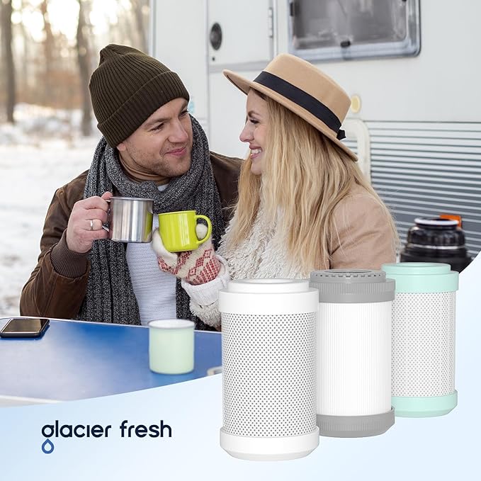 GLACIER FRESH Replacement cartridges for RV Water Filter System, 0.2 Micron High Flow Filter, Sediment “Longevity” by GLACIER FRESH, and Granular Activated Carbon “Tasty”.… 6 Pack (2 set)