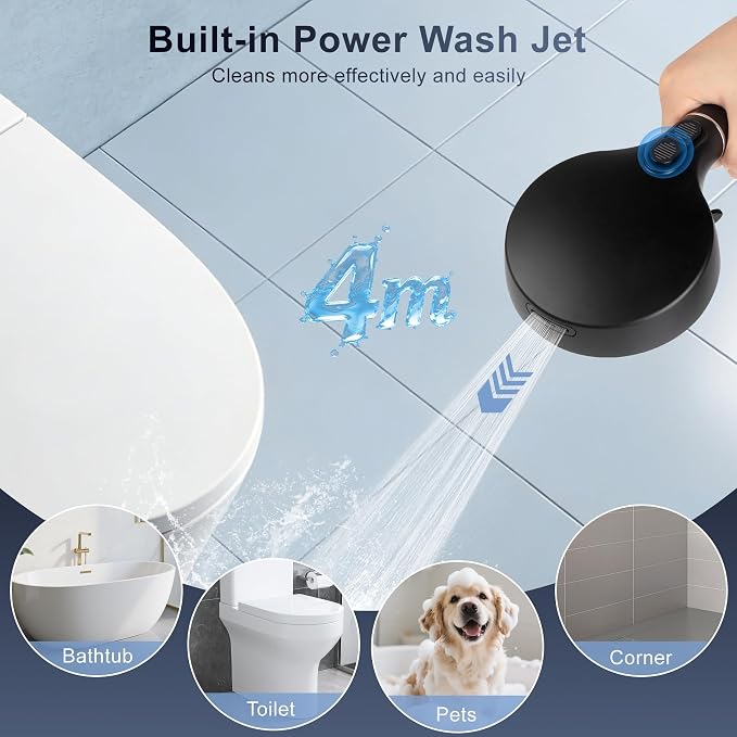 Filtered Shower Head with Handheld, High Pressure 7-Spd Detachable Chrome Showerhead with Stainless Hose, Water Softener Filter Beads for Hard Water - Remove Chlorine, Reduce Dry Itchy Skin