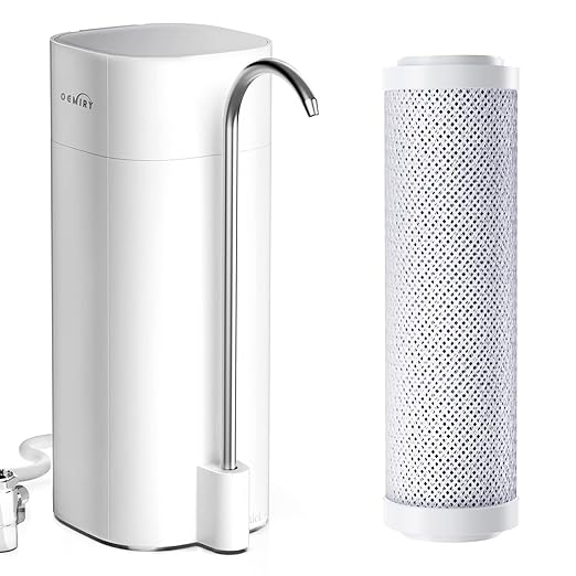 OM-CF02 Countertop Water Filter & OM-CF02 Replacement Filter, Reduces 99.99% Lead, Chlorine, Heavy Metals, Bad Taste & Odor (2 Filters Included)