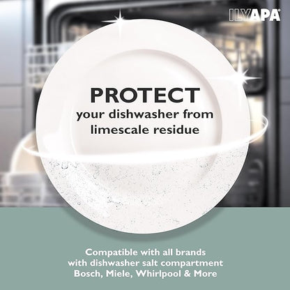 Ilyapa Dishwasher Salt 5 lbs - 100% Pure Natural Salt for Dishwasher - Dye and Fragrance Free Water Softener Crystals, Hard Water Rinse Aid
