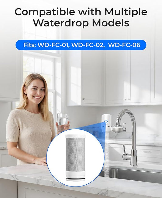 [Original] Waterdrop FF-01A Water Filter Replacement for Waterdrop WD-FC-01 | Reduces Chlorine, Sediment, Bad Taste & Odor, Water Filter for Sink Faucet for WD-FC-01/FC-02/FC-06, Faucet Water Filter