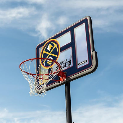 Lifetime NBA Denver Nuggets Portable Basketball Hoop, Adjustable Height 7.5-10 Ft, 44 Inch Shatterproof Fusion Backboard, Base with Wheels