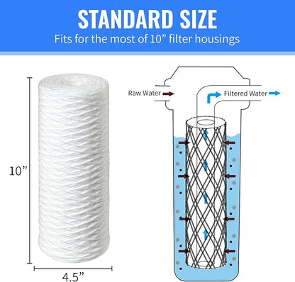 CFS String Sediment Water Filter Cartridge for Pelican PC-100 EZ, PC40 | Includes O-Ring, 10" Whole House Filter for Pelican PC600 PC1000 NS3 NS6 PSE1800 PSE2000 WF4 WF6 WF8 WF10