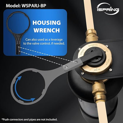 iSpring WSP500ARJ-BP Whole House Water Filter System Prefilter, Auto Flushing Spin Down Sediment Filter for Well Water, Integrated Bypass, 4-Mode Touch-Screen, Reusable, Jumbo Size, 500 Micron