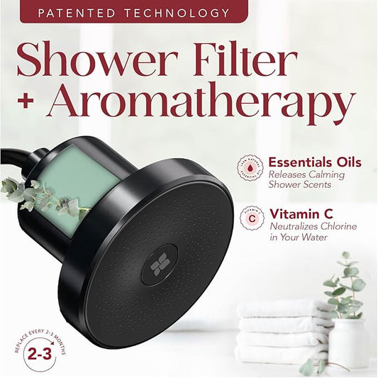 Vitamin C Shower Filter Replacement Cartridge + Shower Steamers Aromatherapy - K Beauty Skin & Hair Enhancement, Universal Water Filter Replacement for AquaBliss - Eucalyptus Scent