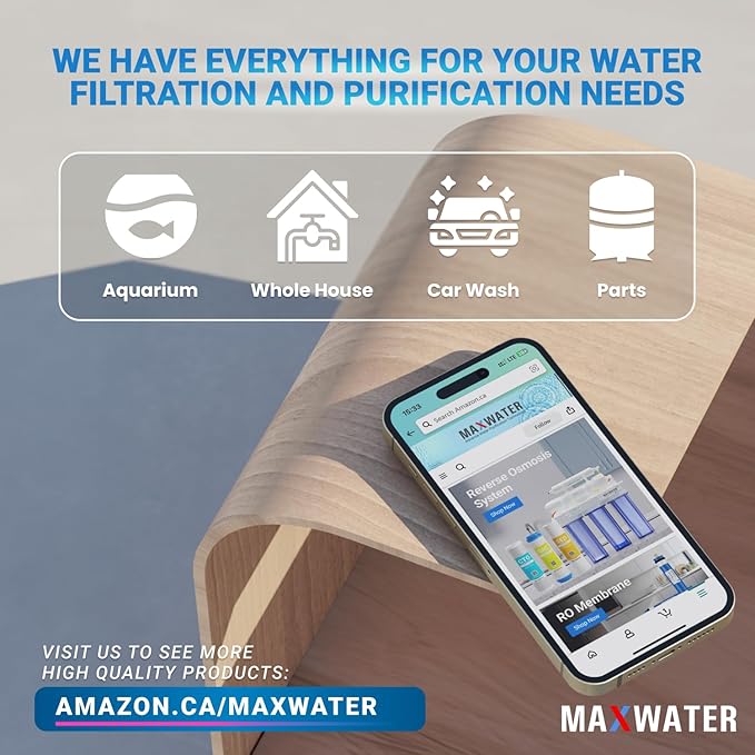 Max Water 5 Micron 20 x 2.5 Sediment Water Filter Cartridge Replacement Polypropylene Cartridge for Whole House Water Filtration/Water Softener Systems - 6 Pack