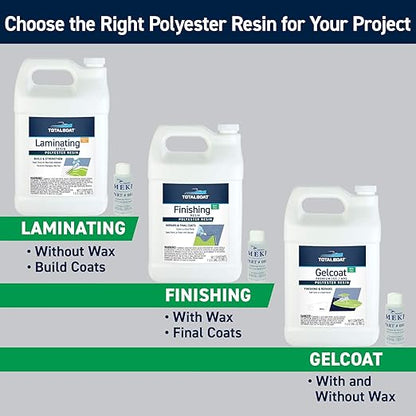 TotalBoat Polyester Laminating Resin - Marine Grade Fiberglass Resin and MEKP Catalyst for Layups and Repairs (Quart)