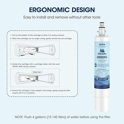 MARRIOTTO Replacement for GE® RPWFE, RPWF (Built-in CHIP) Refrigerator Water Filter, Compatible with GFE28GELDS, PFE28KELDS, PFE28KYNFS, GFD28GELDS, GYE22HMKES, GFE28GYNFS, GFD28GYNFS, Pack of 4