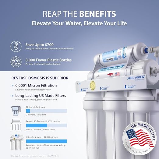 APEC Water Systems Ultimate Series Top Tier Supreme Certified High Output 90 GPD Ultra Safe Reverse Osmosis Drinking Water Filter System, Chrome Faucet