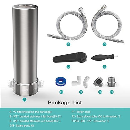 SimPure V7 Under Sink Water Filter System, 20000 Gallons, Reduces 99% Lead, Chlorine, Bad Taste, 5-Stage Stainless Steel Water Filtration System Direct Connect to Kitchen Faucet, No Drilling Required