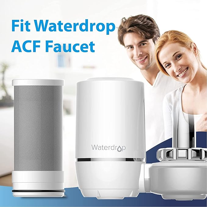 Waterdrop FF-01A Water Filter Replacement for Waterdrop WD-FC-01/FC-02/FC-06, Water Filter for Sink Faucet, Faucet Water Filter, Reduces Chlorine, Sediment, Bad Taste & Odor, 9 Months, 3 Pack