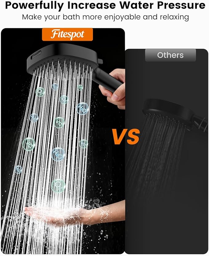 Filtered Shower Head with Handheld, High Pressure 7 Mode Black Handheld Shower Head with Hose and Filters for Hard Water, Built-in Power Wash to Clean Tub, Remove Chlorine - Reduce Dry Itchy Skin