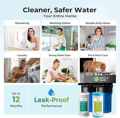 iSpring PFAS & Heavy Metals Whole House Water Filter System, SGS-Tested to Reduce 99% PFAS, 2-Stage Filtration Removes Lead, Heavy Metals, Chlorine, Sediment & Odor, 1” Inlet/Outlet Model: WGB21B-PFKS