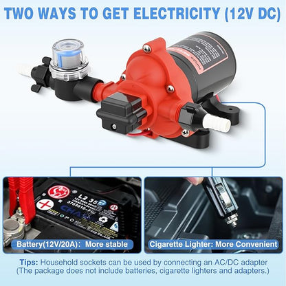 Nilight RV Water Pump, 12v Water Pump 3.5 GPM 45 PSI with Pressure Switch and Strainer Heavy Duty Diaphragm Pump 12 Volt DC Upgrade Self-Priming Low Noice for RV Marine Yacht Caravan Camper Trailer