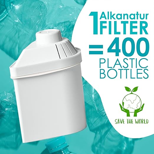 Alkanatur Drops Pitcher - Alkaline High pH 9 + Hydrogenates + Ionizes + Provides Magnesium Removes Chlorine, Metals, Fluorides, Microplastics, and More - Certified UNE 149101:2015