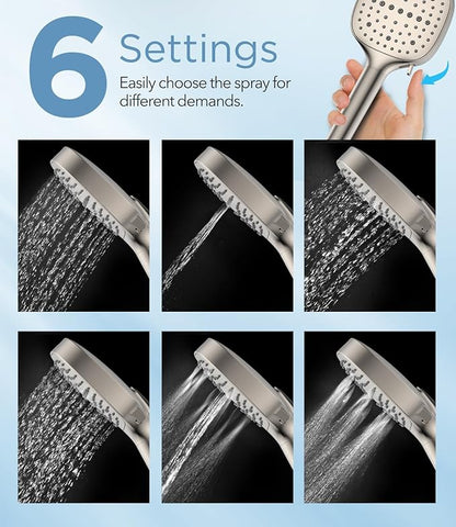 MakeFit Filtered Shower Head with Handheld, 7 Modes High Pressure Handheld Showerhead with Filters, Detachable Shower Heads Water Softener Filters Beads for Hard Water - Remove Chlorine & Heavy Metals