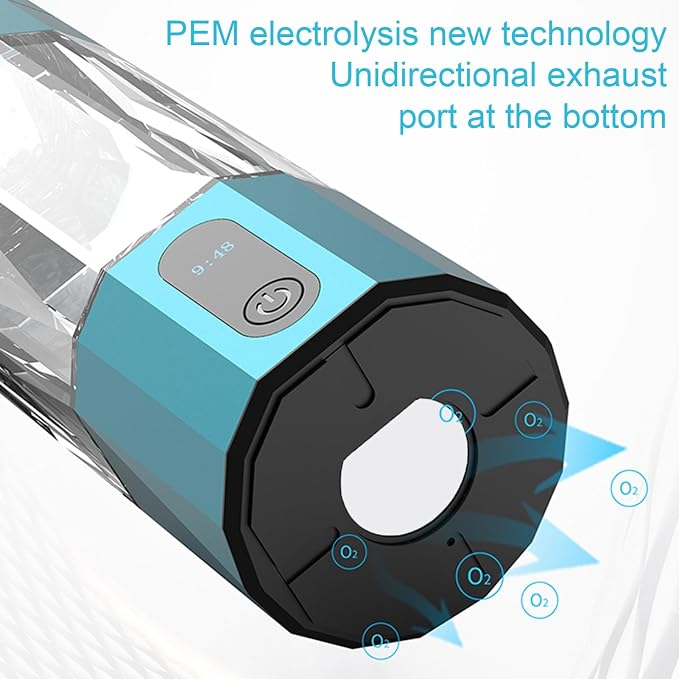 208ml Hydrogen Water Bottle Generator 6000-8000 PPB Portable Hydrogen Water Ionizer Machine with PEM Technology, Hydrogen Rich Water Glass Health Cup Blue