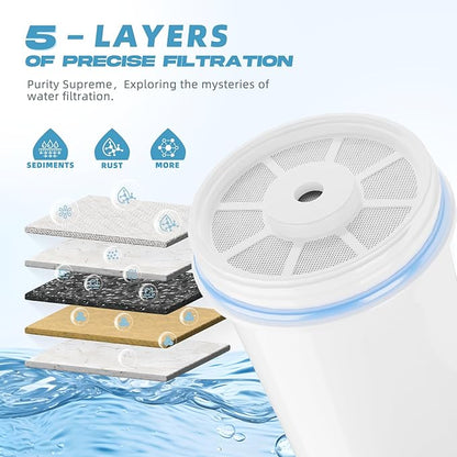 Water Filter Replacement 5-Stage Fit for Zero 32 Cup Dispenser and Pitcher Filter, Compatible with Zero Filter 2 Pack, ZR-001 ZR-017 ZR-004 ZP-006 ZD-013 ZS-008, Reduce Lead, By BOGDA