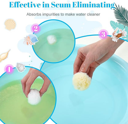 Zubebe Pool Filter Media Balls Fiber Filter Media for Swimming Pool Sand Filters and Bath Center Bathtubs Spas Aquarium and Grime Cleaning Scum (7.7 lbs, White)