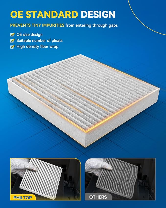 PHILTOP HEPA Cabin Air Filter w/Activated Carbon, Compatible with CF11809 Chevrolet Silverado 1500, Silverado 2500 HD, Tahoe, Suburban, Silverado 1500 LD, Silverado 3500 HD, Suburban 3500 HD