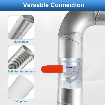 TOP-VIGOR 4 Inch HVAC Duct Manual Volume Backdraft Damper, Galvanized Iron Airflow Control for HVAC, Range Hoods, Fans, Pellet Stove Pipes, Dryer Vents, Adjustable Volume Damper with Sleeve (1 Pc)