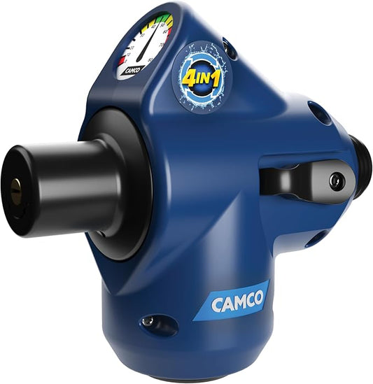 Camco Tastepure 4-in-1 Adjustable RV Water Pressure Regulator - Combines a 90° RV Hose Elbow Design, Pressure Gauge, Adjustable Regulator, & Shut-Off Valve in One RV Accessory (40065) | Combines 90 degree elbow, gauge, regulator and shutoff valve, fits...