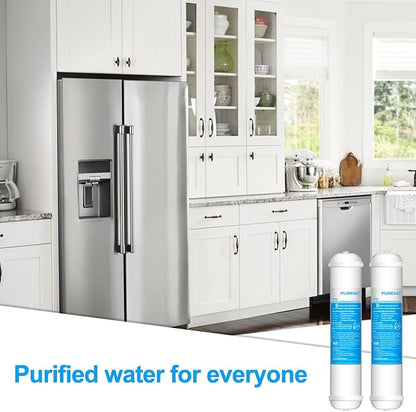Inline Water Filter - 1/4"Push Connect for Refrigerator & Ice Maker(2 Pack) | NSF 42 Certified Filter,Reduces Chlorine,Bad Taste & Odor,for Refrigerator,Ice Maker,Post Carbon Filter on RO System