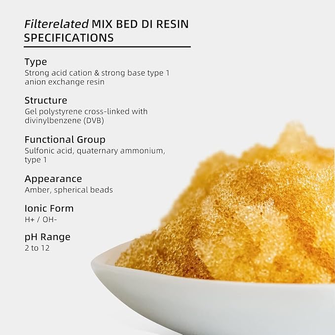 Filterelated Mixed Bed Deionized Di Resin Filter Fill, Suitable For Spotless Car Wash System Filter Change, Tds Filter, Aquarium Filter, Deionized Car Wash,5 Liters*2
