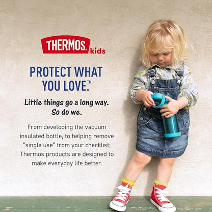 THERMOS FUNTAINER Water Bottle with Straw - 12 Ounce - Kids Stainless Steel Vacuum Insulated Water Bottle with Lid, Spiderman
