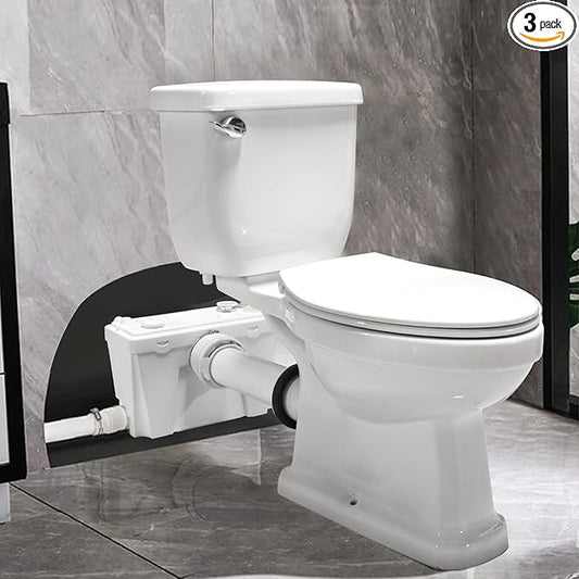 Macerating Toilet With Macerator Pump for Basement Upflush System, Included Water Tank, Elongated Toilet Bowl and Seat, Extension Pipe For Hide into the Wall, Household Residential Two-Piece Toilet